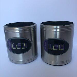 LSU Tigers Stainless Steel Coozie Can Cooler Coozy Koozy Set Of 2